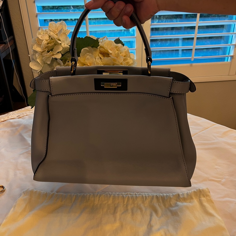 Fendi Peekaboo Gray Leather Medium with Gold-Tone Hardware - Picture 12 of 13